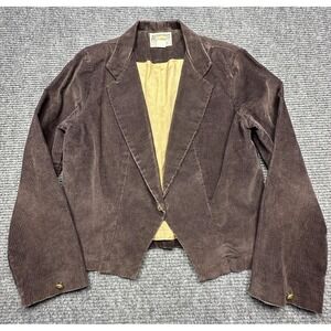 Action West Jacket Womens 15-16 Brown Corduroy Western‎ Blazer Lined Button